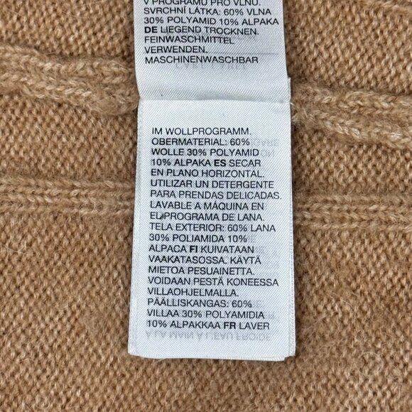 Stockholm Atelier & Other Stories Cable Knit Wool Sweater Sz.S Camel Oversized - Picture 11 of 12